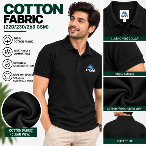 BLACK Premium 100% Cotton Polo T-Shirt