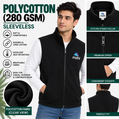 BLACK Polycotton Jacket Sleeveless