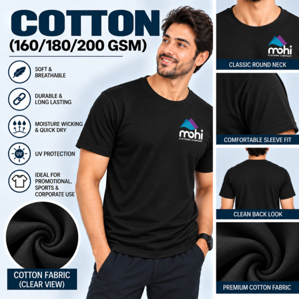 BLACK Premium 100% Cotton Round-Neck T-Shirt